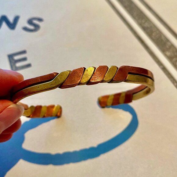 Copper  and Brass Woven Cuff - Picture 1 of 6